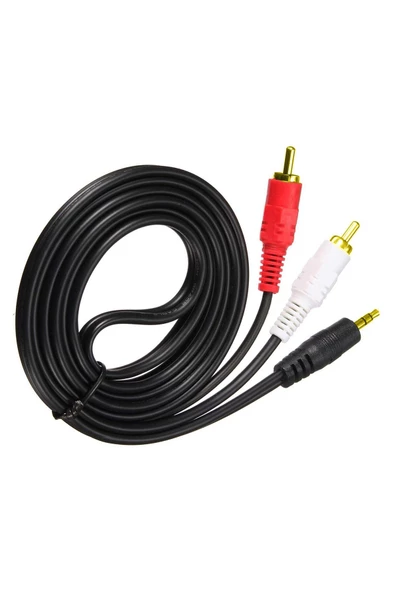 X01 Kablo 2Rca Aux 3.5Mm Stereo 3Mt Gold  Aux Rca Dönüştürücü Kablo