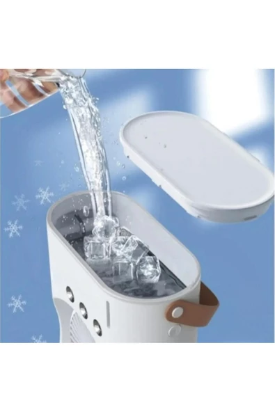 VOOKA Işıklı Spreyli Vantilatör Buzlu Buharlı Vantilatör Büyük Fan Nemlendirici Klima Soğutucu Çift Fanlı - 6