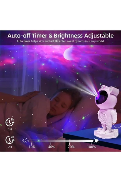 Astronot Projektör Bluetooth ve Uzaktan Kumandalı Gece Lambası Galaksi ve Yıldız Yansıtma MXS-003 - 7