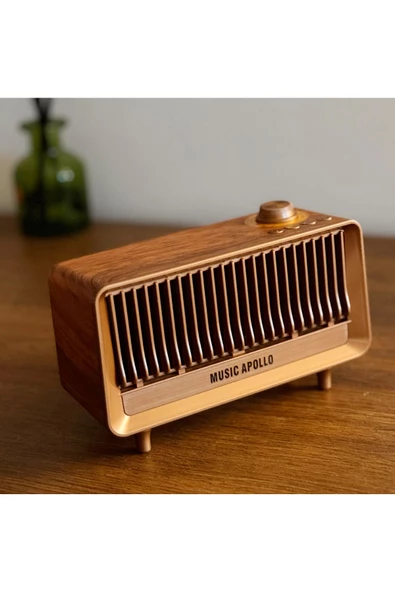 Yeni Nesil Retro Radyo Görünümlü Speaker USB TF AUX Bluetooth Vintage Müzik Kutusu Kahverengi B3 - 7