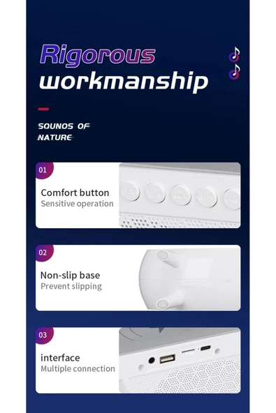 Telefon Kablosuz Şarj İstasyonu Speaker Özellikli Led Işıklı FM Radyolu Bluetooth Speaker BT2301 - 5
