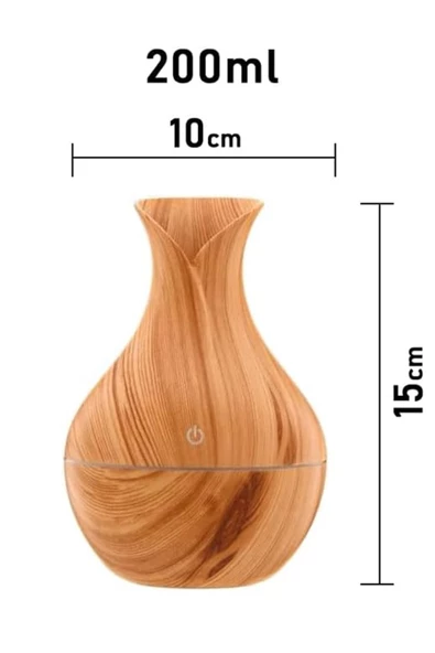 Mini Boy Uçucu Yağ Difüzör 200ml LED Aromaterapi Nemlendirici 15cm x 10cm A042 Açık Kahverengi - 2