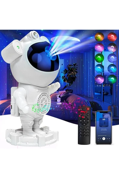 Astronot Projektör Bluetooth ve Uzaktan Kumandalı Gece Lambası Galaksi ve Yıldız Yansıtma MXS-003 - 2