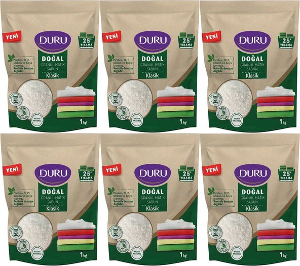 Duru Doğal Granül Matik Sabun Tozu Klasik 6KG (6PK*1) (150 Yıkama)