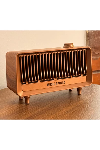 Yeni Nesil Retro Radyo Görünümlü Speaker USB TF AUX Bluetooth Vintage Müzik Kutusu Kahverengi B3 - 6