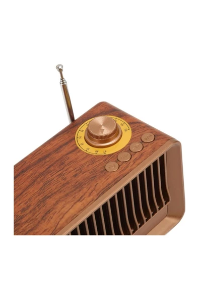 Yeni Nesil Retro Radyo Görünümlü Speaker USB TF AUX Bluetooth Vintage Müzik Kutusu Kahverengi B3 - 2