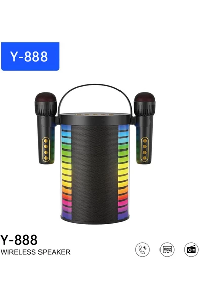 Kablosuz Mikrofonlu Karaoke Makinesi TF Kart ve USB Girişli Karaoke Hoparlör Y-888 - 3