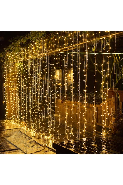 3 X 3 Metre 12 Saçak 240 Led Işık Zinciri Dekoratif Fişli Aydınlatma Ev Dekorasyonu Salon Süsleme - 2