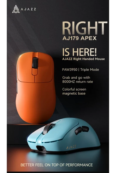 AJAZZ AJ-179 Apex 42000 DPI Manyetik Şarj İstasyonu TFT Ekranlı Mouse PAW 3950 Sensör 8K Dongle - 3
