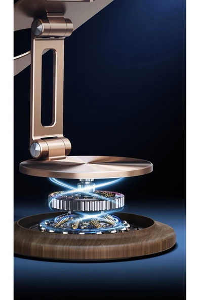 Tok Alüminyum Stant Ahşap Tabanlı Business Model Döner Tablet Cep Telefonu Standı JR-H102 - Resim 6