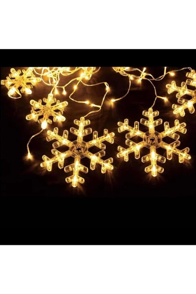 3 metre Led Işıklı 12'li Kar Tanesi Işık Zinciri Dekoratif Fişli Aydınlatma Ev Dekorasyonu Süsleme - 5