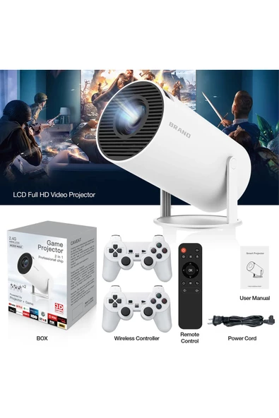 HY300A Retro Oyun Projeksiyon Cihazı HD Out Put, Android 11.0 İşletim Sistemiyle Desteklenir - 2