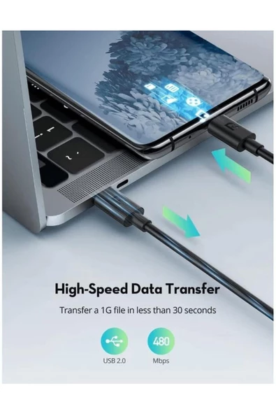 Type-C to Type-C 1 Metre Şarj ve Data Kablo Naylon Örgü USB C Kablo iPhone 15 Uyumlu CB1021 - Resim 3