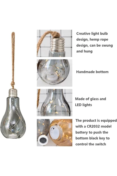 Sarkıt Lamba Ampul Pilli LED Işık Zinciri Asma Lamba, Bahçe Lambası Düğün Noel için Aydınlatma KX015 - 6