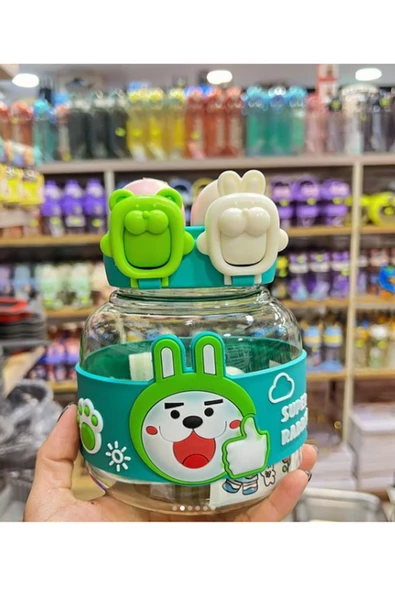 Tavşan Su Matarası Boyun Askılı Suluk Çocuklara Özel Taşıması Kolay Okulda Piknikde 1 Litre CRK3