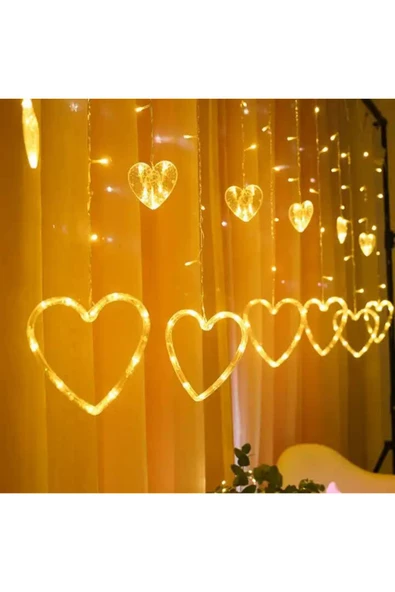 3 metre Led Işıklı 12'li Kalp Işık Zinciri Dekoratif Fişli Aydınlatma Ev Dekorasyonu Süsleme - 3