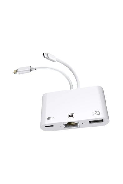 3 in1 şarj adaptörü Type-C Girişini Kamera Fotoğraf Makinesi RJ45 Ethernete Çevirici ZR814 - 4