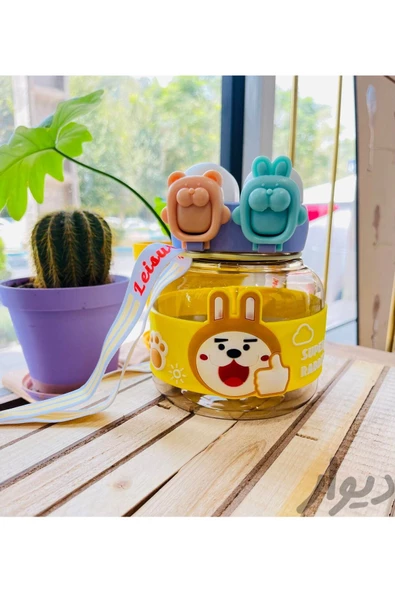 Tavşan Su Matarası Boyun Askılı Suluk Çocuklara Özel Taşıması Kolay Okulda Piknikde 1 Litre CRK3 ürün görseli