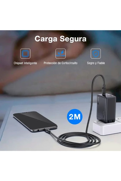 Gan65w Hızlı Şarj Cihazı 65w Çıkışlı Tablet Ve Telefon 2m Tip C Kablolu Şarj Aleti Gar322-eu - Resim 3
