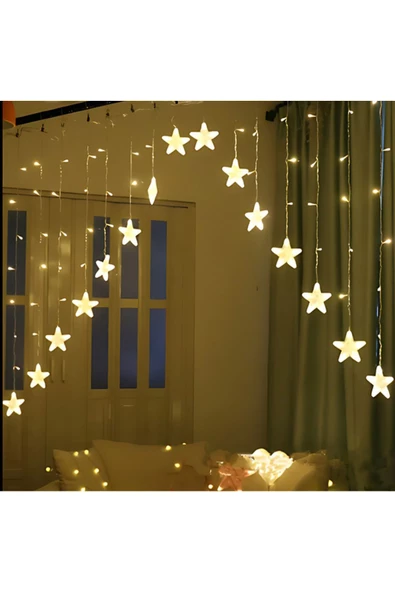 4 metre Led Işık 14'lü Çapraz Yıldız Işık Zinciri Dekoratif Fişli Aydınlatma Ev Dekorasyonu Süsleme - 3