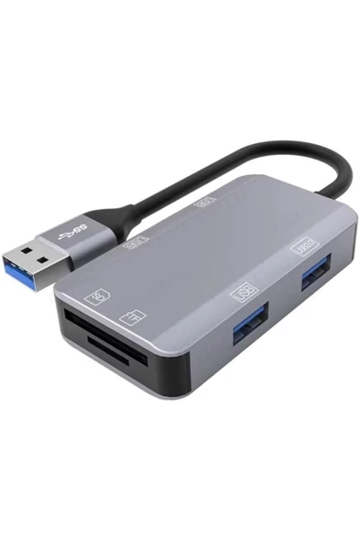Çoklayıcı Adaptör 6 in 1 USB To USB A  SD Kart TF Kart Macbook Uyum Çevirici Adaptör Çok PortluZR786 - 2