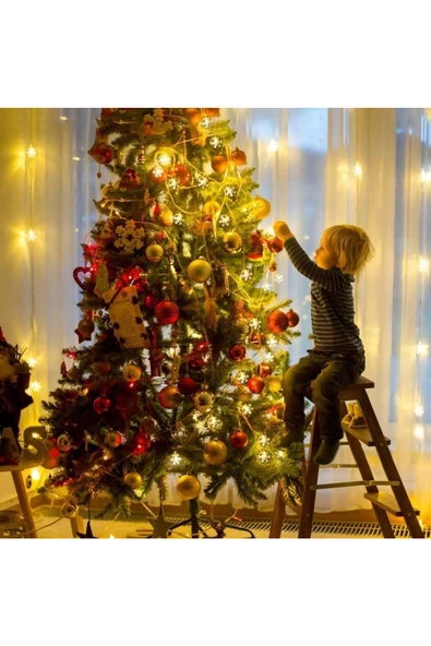 5 metre Led Işıklı 28'li Kar Tanesi Işık Zinciri Dekoratif Pilli Aydınlatma Ev Dekorasyonu Süsleme - 4