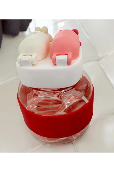 Tavşan Su Matarası Boyun Askılı Suluk Çocuklara Özel Taşıması Kolay Okulda Piknikde 1 Litre CRK3 - 4