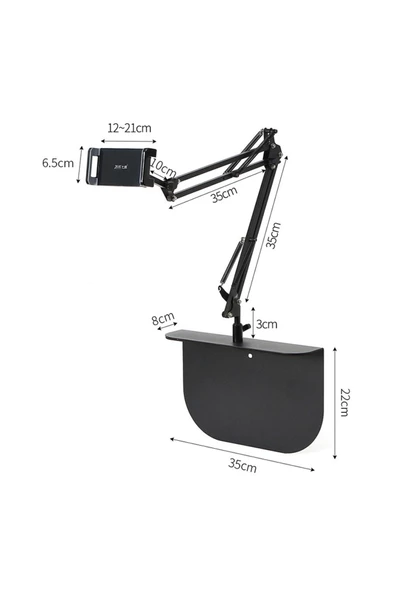 Profesyonel 80cm Kol Uzunluğu Koltuk Yatak Masaüstü Montaj Tablet Tutucu Açısı Ayarlanabilir CT7 - 7