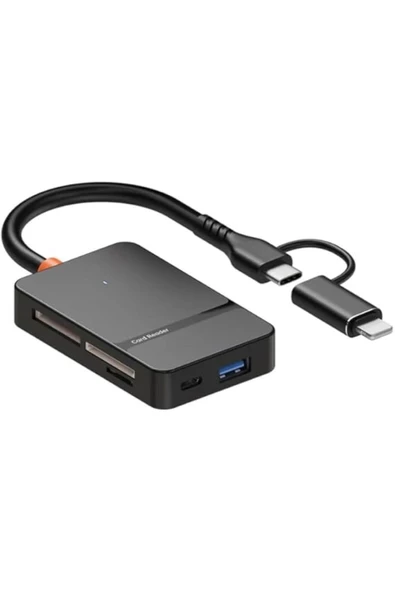 Çoklayıcı Adaptör 8 in 1 Lightning/Type-c To USB A,SD TF MS/Macbook uyumlu Çevirici Adaptör ADS-315