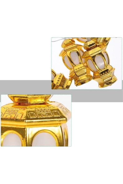3 Metre RGB Led Işıklı 20'li Gold Kandil Işık Zinciri Dekoratif Pilli Aydınlatma Ev Dekorasyon - 3