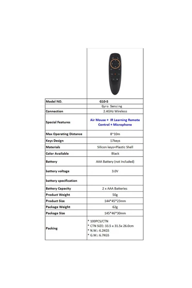 Android Tv Box Kumandası 2.4g Kablosuz Air Mouse 6 Eksen Jiroskop Akıllı Pc Dizüstü Projektörü G10s - 6