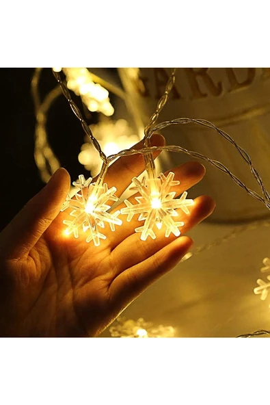 5 metre Led Işıklı 28'li Kar Tanesi Işık Zinciri Dekoratif Pilli Aydınlatma Ev Dekorasyonu Süsleme - 3