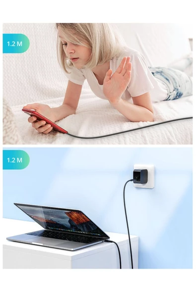 Type-C to Type-C 1.2 Metre Şarj ve Data Kablo Dayanıklı Naylon Örgü USB C to USB C Kablo CB1029 - 7