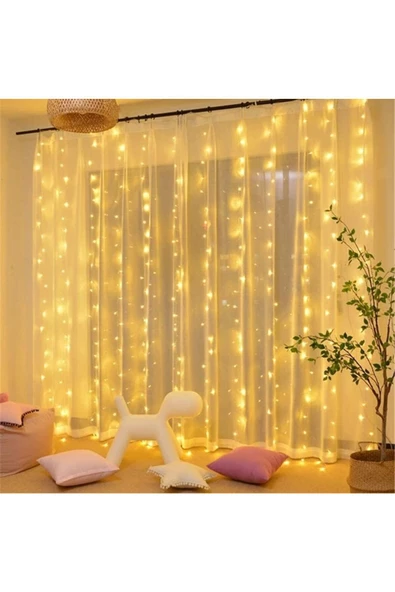 3 X 2 Metre 12 Saçak 216 Led Işık Zinciri Dekoratif Fişli Aydınlatma Ev Dekorasyonu Salon Süsleme - 4
