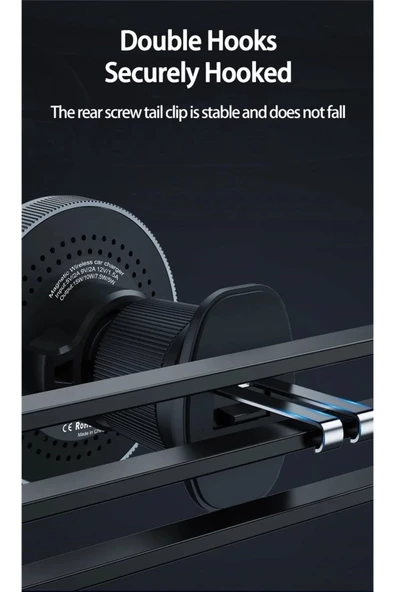 Magnetic 15W Kablosuz Araç İçi Cep Telefonu Şarj 2in1 Telefon Tutucu ve Şarj D12 - Resim 6