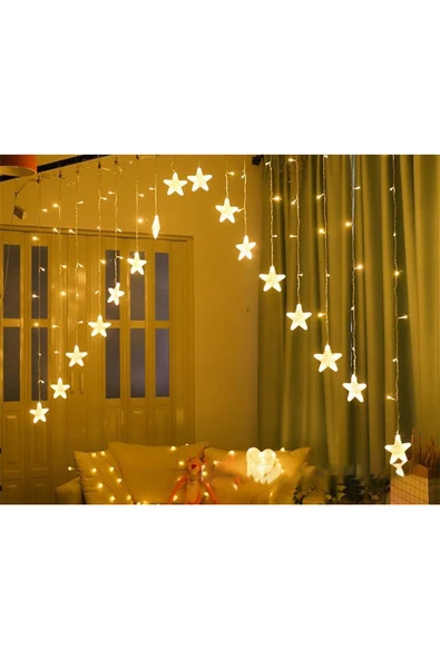 4 metre Led Işık 14'lü Çapraz Yıldız Işık Zinciri Dekoratif Fişli Aydınlatma Ev Dekorasyonu Süsleme - 6