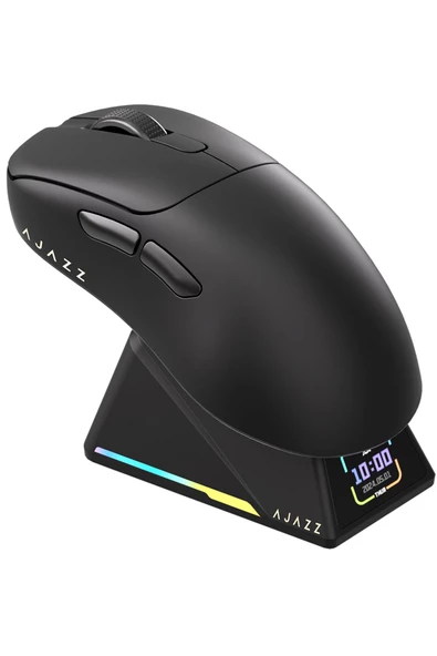 AJAZZ AJ-179 Apex 42000 DPI Manyetik Şarj İstasyonu TFT Ekranlı Mouse PAW 3950 Sensör 8K Dongle