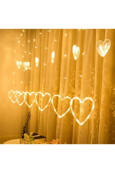 3 metre Led Işıklı 12'li Kalp Işık Zinciri Dekoratif Fişli Aydınlatma Ev Dekorasyonu Süsleme - 2