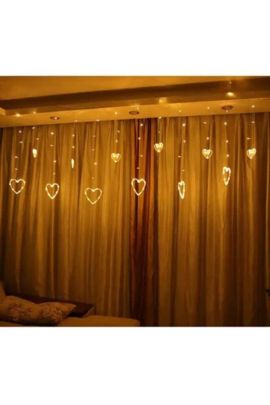 3 metre Led Işıklı 12'li Kalp Işık Zinciri Dekoratif Fişli Aydınlatma Ev Dekorasyonu Süsleme - 4