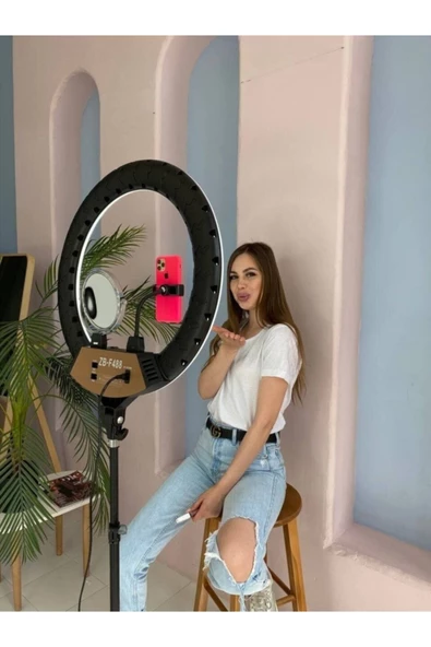 22 inch 56cm Aydınlatma Youtuber LED Halka Telefon Tutuculu Selfie/Yayıncı/Makyaj Işık ZB-F488 - 3