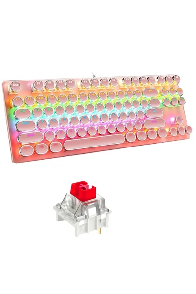 K550 Kablolu Klavye Daktilo Tarzı Su Geçirmez Led RGB Mekanik Oyuncu Işıklı Klavye ürün görseli 1