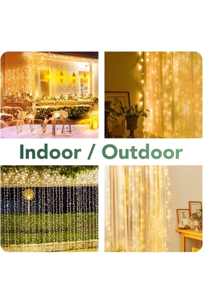 3 X 2 Metre 12 Saçak 216 Led Işık Zinciri Dekoratif Fişli Aydınlatma Ev Dekorasyonu Salon Süsleme - 2