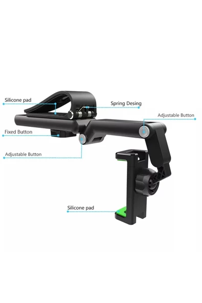 Araç İçi Telefon Tutucu  Araç Güneşlik Montaj İster Selfie Çubuğu İster Masaya Montaj  Sun-Mlt-33 - Resim 3