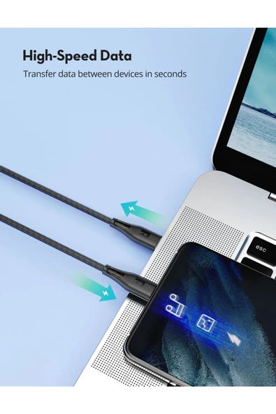 Type-C to Type-C 1.2 Metre Şarj ve Data Kablo Dayanıklı Naylon Örgü USB C to USB C Kablo CB1029 - 5