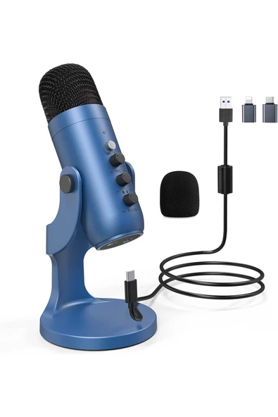 Profesyonel Stüdyo Mikrofon Kayıt Condenser Masaüstü Canlı Yayın Mikrofonu PC USB C, Oyun K66