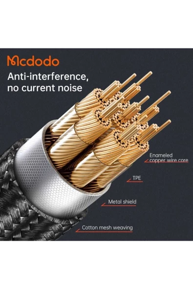 Ca-0890 Iphone Dijital Ses Örgü Sarmal Kablo-1.8m-siyah - Resim 3