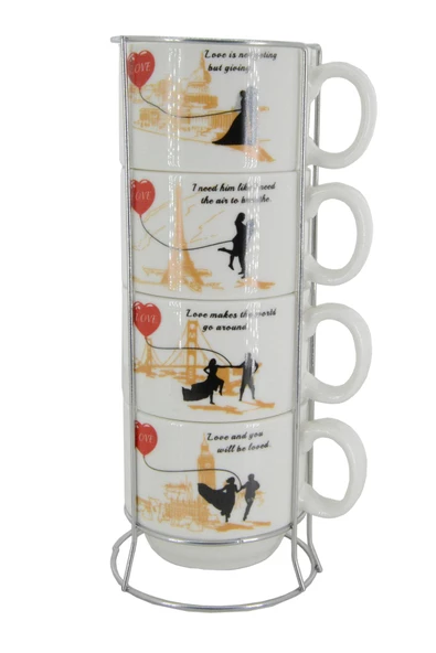 Love and Travel Temalı 200 ml Seramik Kupa Bardak Çay ve Kahve Servisleriniz için Renkli Tasarım ürün görseli