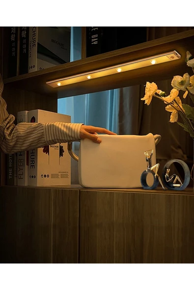 Şarjlı Hareket Sensörlü LED Şerit Çift Modlu Işık Yatak Odası Banyo Mutfak Çalışma Odası Aydınlatma - 6