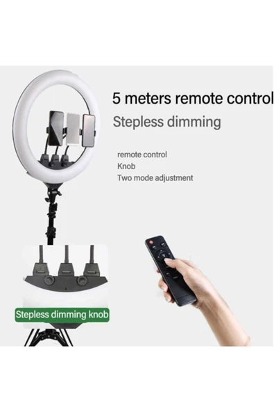 22 inch 56cm Aydınlatma Youtuber LED Halka Telefon Tutuculu Selfie/Yayıncı/Makyaj Işık ZB-F488 - 4