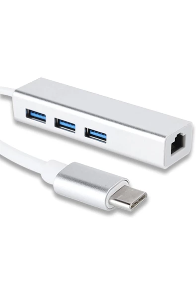 Type-C To USB Çevirici Macbook Uyumlu Adaptör Çoklayıcı Tip C To RJ45 Adaptör 4in1 ZR115-A